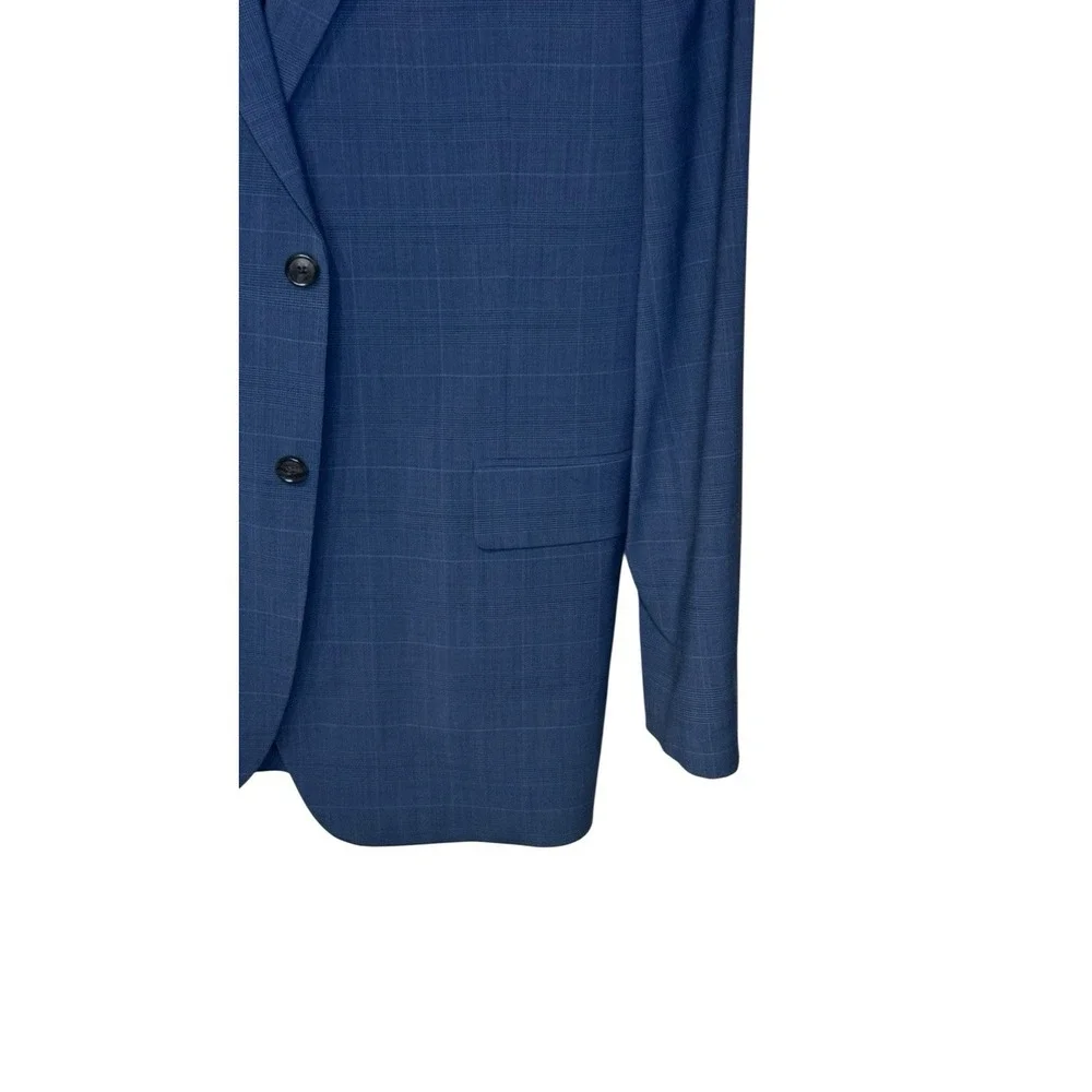 Stafford Men Blazer‎ Jacket Plaid Woolblend Classic Fit 2-Button Double Vent 46L